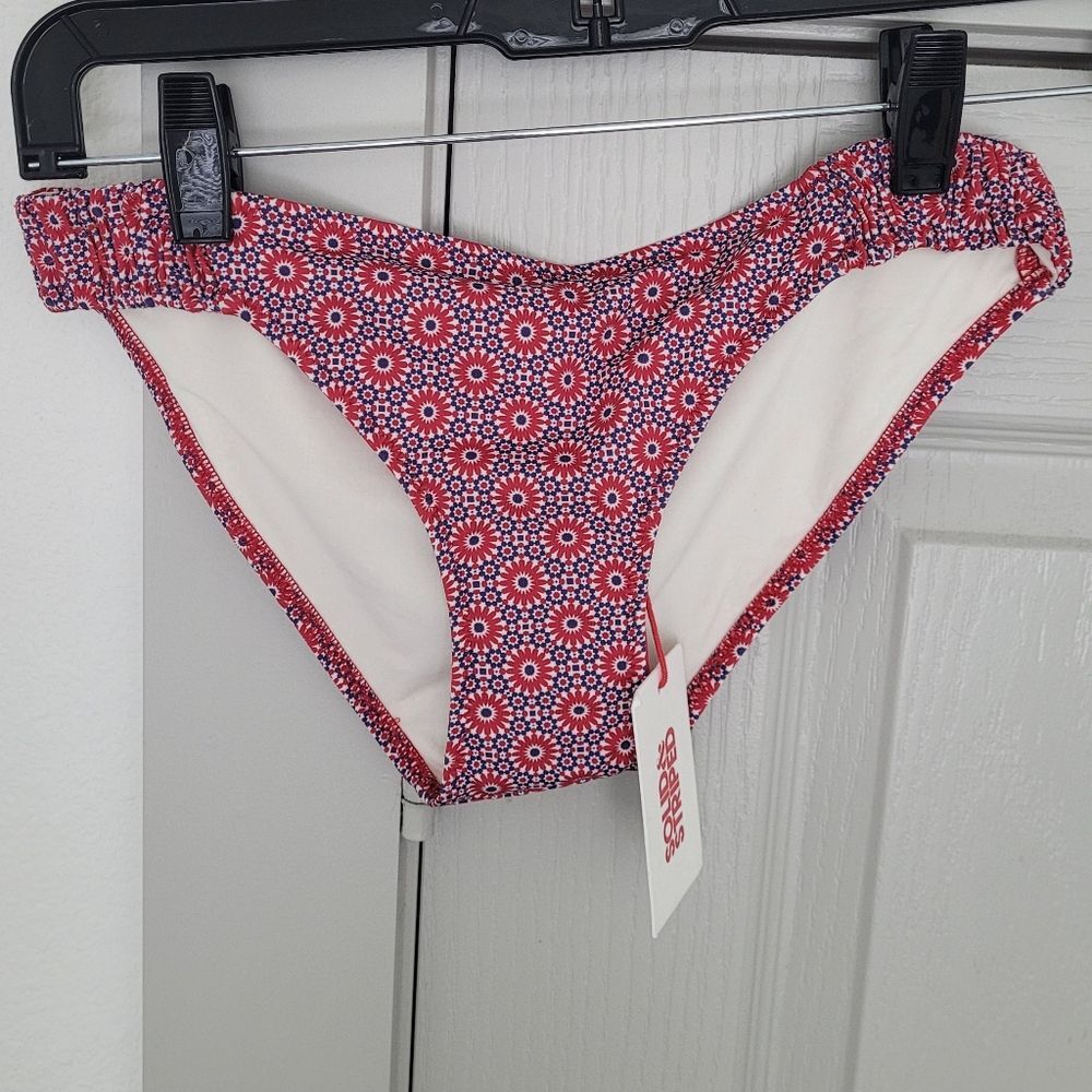 Solid & Striped The Indigo Red Mosaic Floral Swim Bottom Bikini S NWT Resort